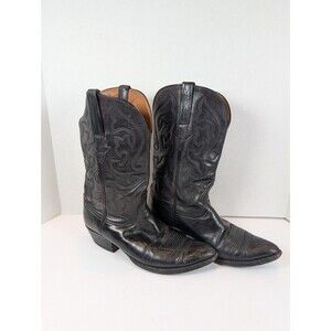 Lucchese Classics Handmade Black Leather Cowboy Boots Size 10D USA Made #L001124